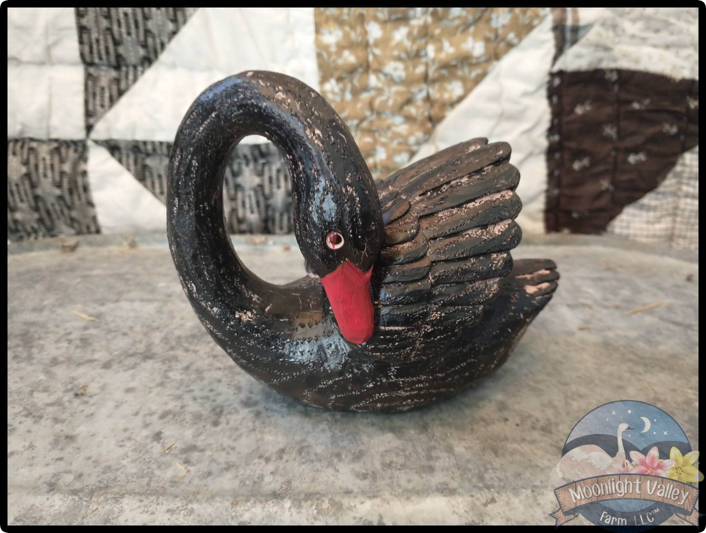 Poly Resin Australian Black Swan Bent Head - Small - Click Image to Close