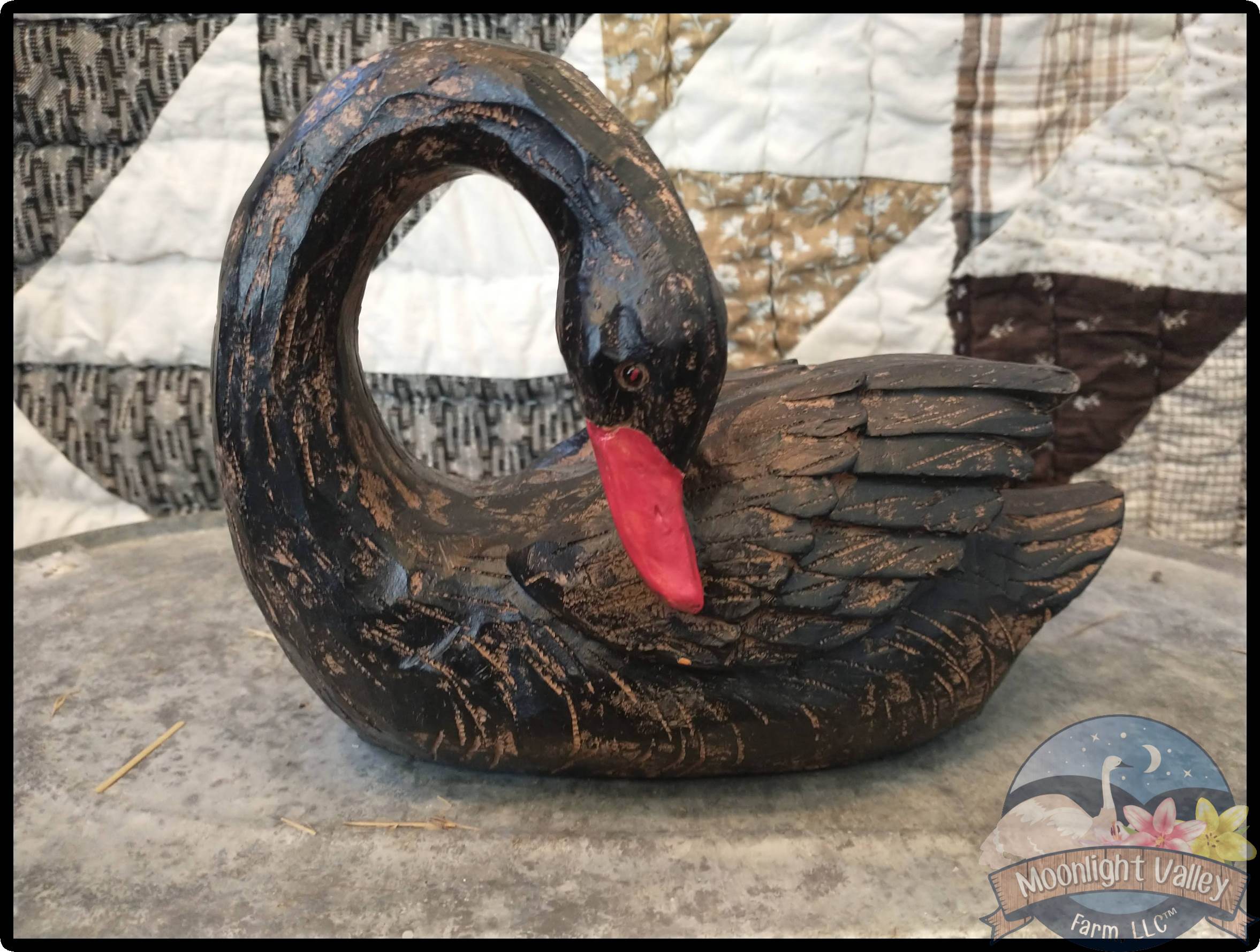 Poly Resin Australian Black Swan Bent Head - Medium - Click Image to Close