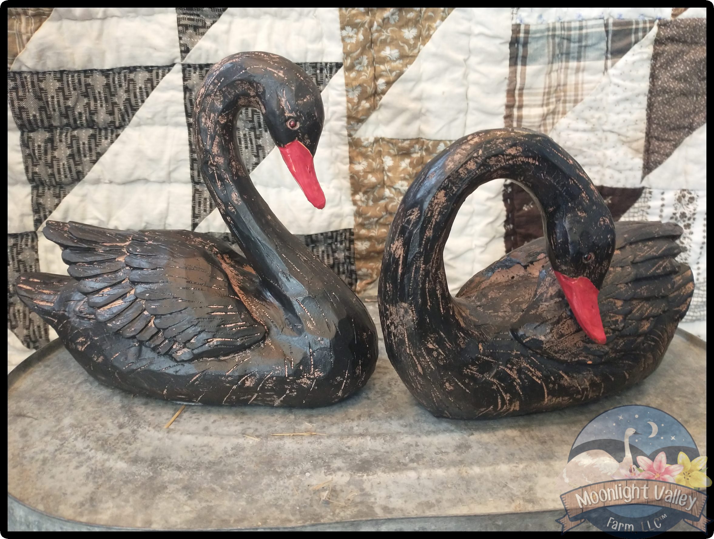 Poly Resin Australian Black Swan Set - Medium