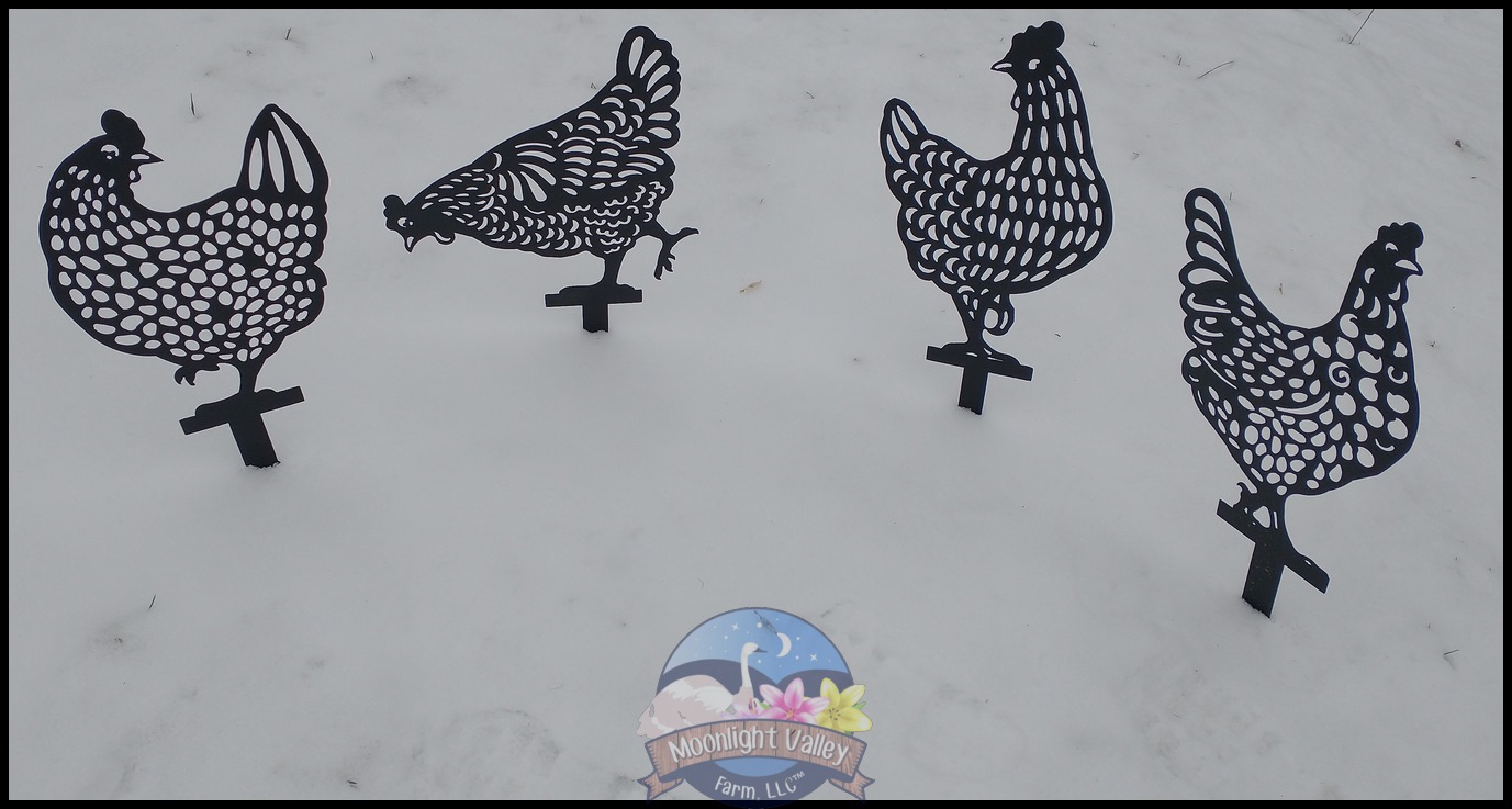 Chicken Yard Stakes - Set of 4 - Click Image to Close