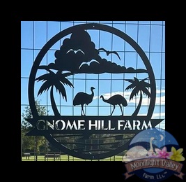 Emu Farm Sign with Palm Trees (Customized) - Click Image to Close