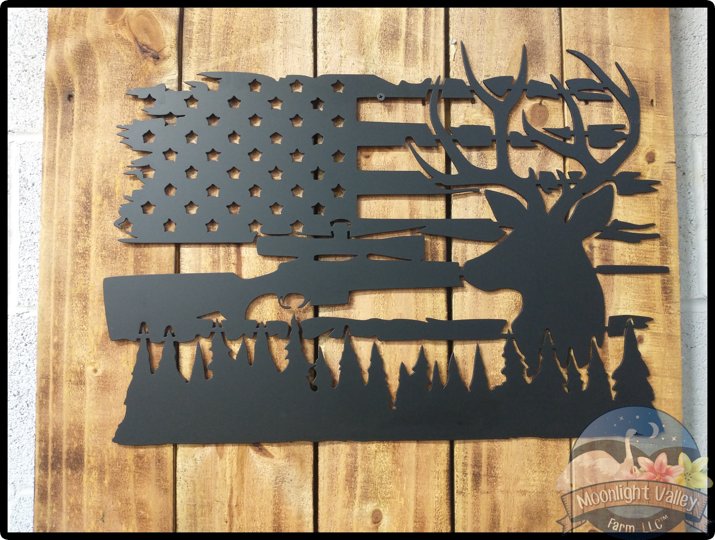Tattered Flag with Deer Hunting